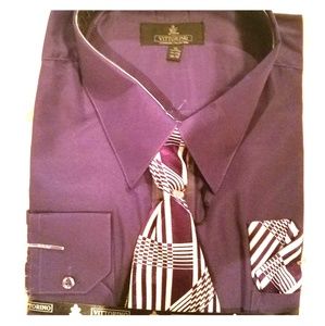 VittoRino - Mens Dress shirt and Tie Combo